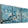 Wall Art for Living Room Teal Plum Blossom Canvas Wall Pictures for Bedroom Wall Decor large Framed Floral Canvas Prints Artwork Home Wall Decorations Ready to Hang Framed