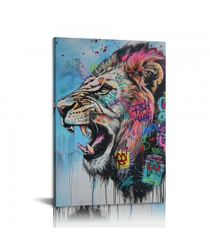 Graffiti Wall Art Pop Art Wall Decor Lion Picture Graffiti Canvas Wall Art Graffiti Art Colorful Wall Decor Street Art Canvas Wall Art Graffiti Poster for Room Decor