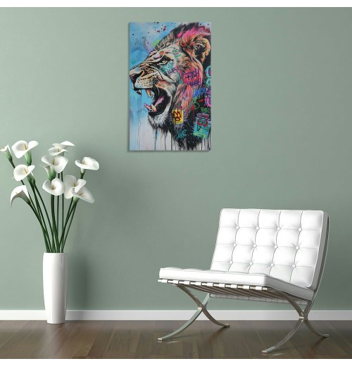 Graffiti Wall Art Pop Art Wall Decor Lion Picture Graffiti Canvas Wall Art Graffiti Art Colorful Wall Decor Street Art Canvas Wall Art Graffiti Poster for Room Decor