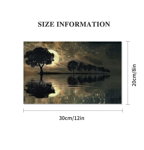 Lake Scenery Canvas Wall Art Hanging Picture Home Decoration Moon Tree Wall Decoration Artwork Bedroom Living Room Decoration