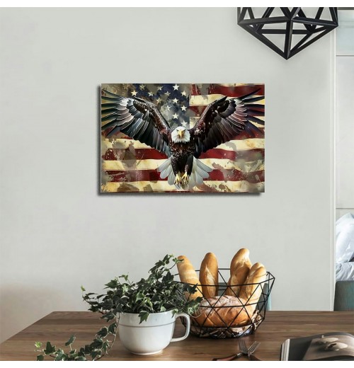 Flag Canvas Wall Art Hanging Picture Home Decor Eagle Wall Decor Artwork Bedroom Living Room Decoration