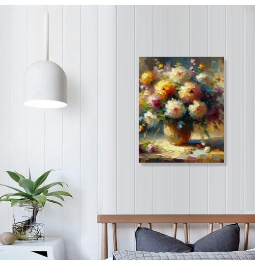 Vase with Chinese Asters and Gladioli Canvas Prints Wall Art by Famous Oil Paintings Reproduction Modern Abstract Flowers Artwork Pictures for Living Room Home