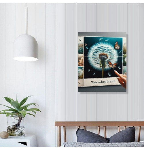 Dandelion Canvas Wall Art White Flower Flora Bathroom Decor Wall Decor Print Picture for Living Room Home Bedroom Decoration Modern Framed Artwork Decor Ready to Hang